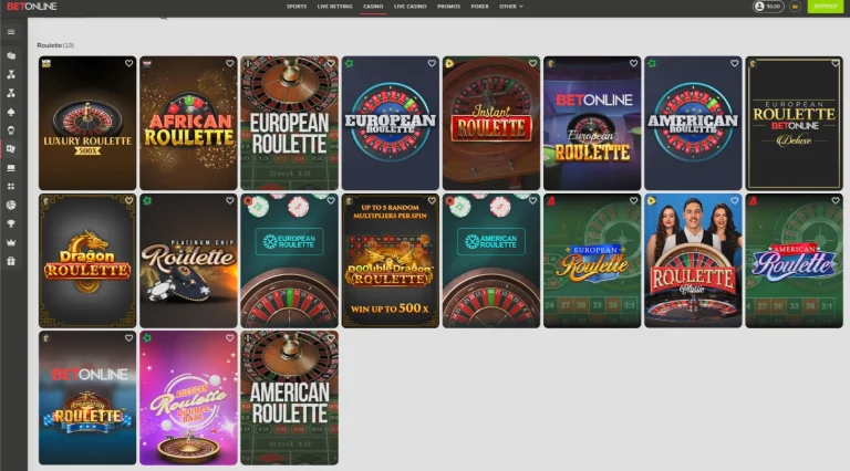 BetOnline software roulette lobby