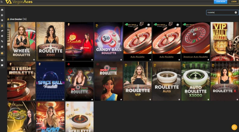 Vegas Aces live roulette lobby