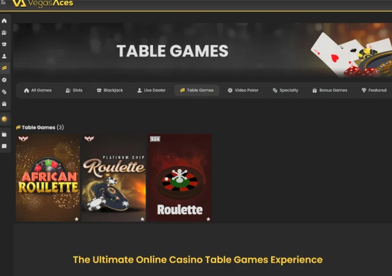 Vegas Aces software roulette lobby